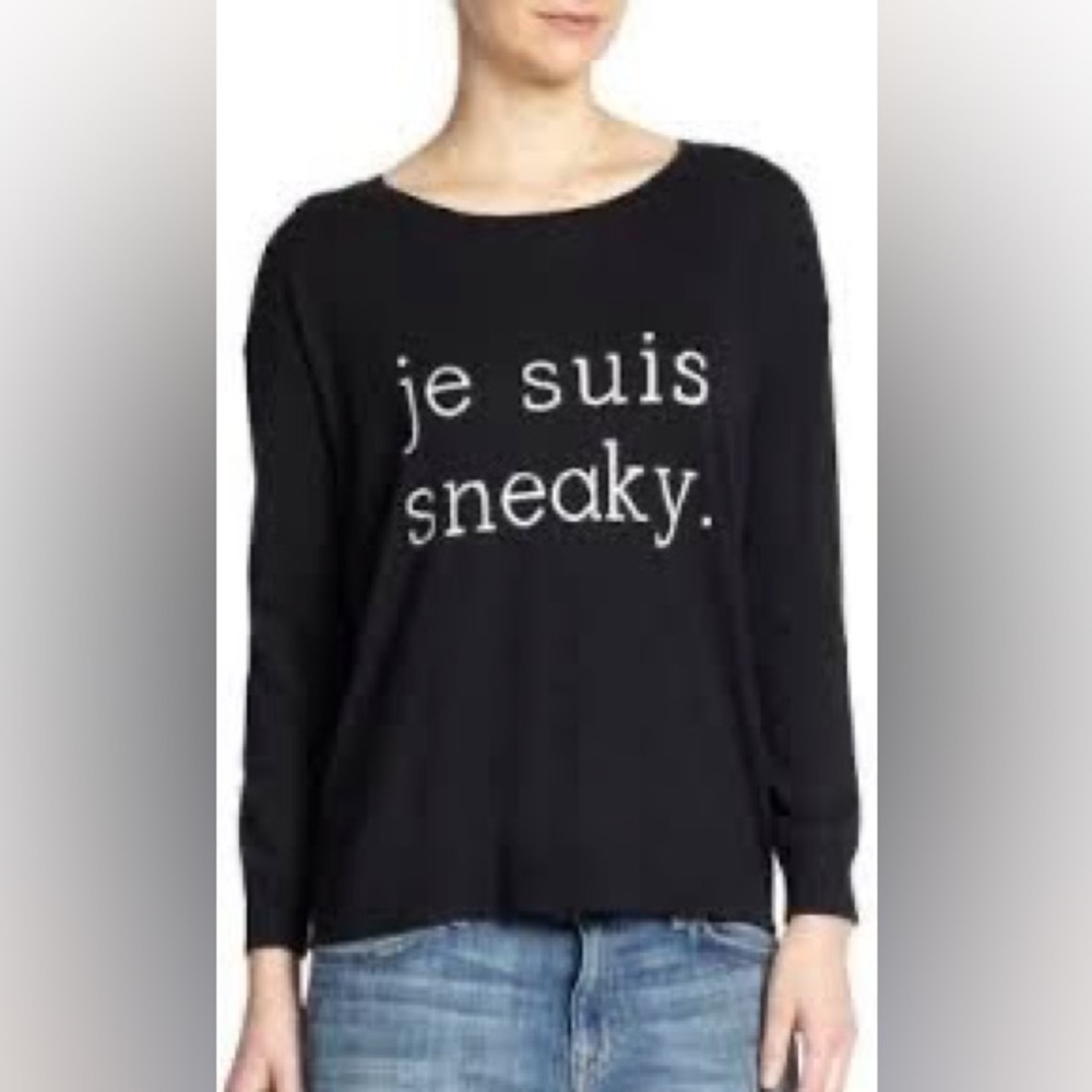 EUC Joie Eloisa 'Je Suis Sneaky' Black and White Cashmere Blend Sweater